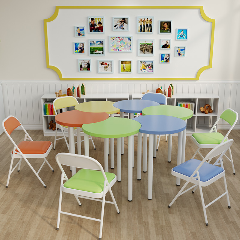 Reading Table, Moon Table, Round Table, Art Painting, Free Combination and Assembly, Group Activities, Tutoring Class, Colorful Tables and Chairs