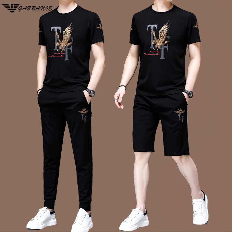 Authentic Brand-Name Men's Casual Sportswear Suit, Men's Summer Mulberry Silk Short-Sleeved T-Shirt, Trendy Men's Three-Piece Suit Authentic Brand-Name Men's Casual Sportswear Suit, Men's Summer Mulberry Silk Short-Sleeved T-Shirt, Trendy Men's Three-Piece Suit