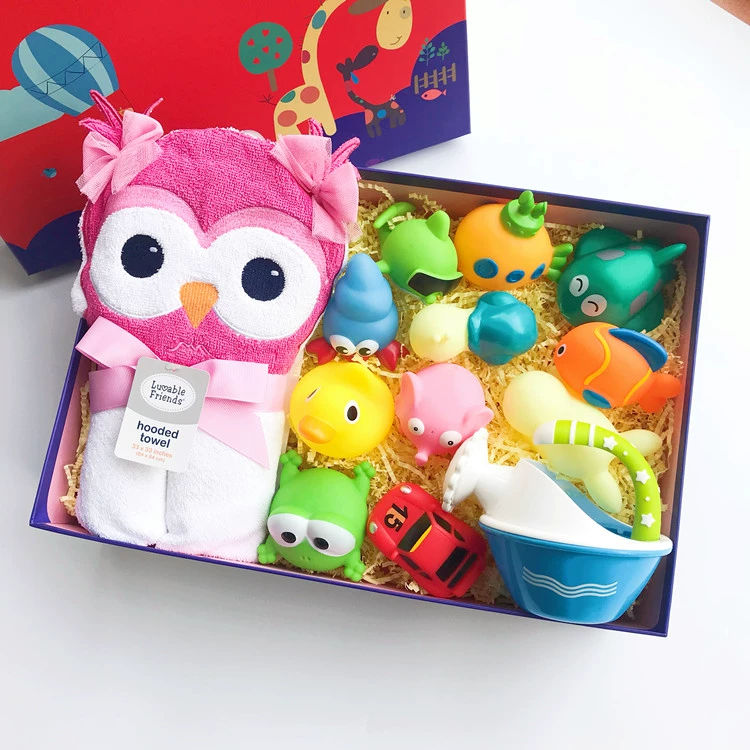 Hộp quà sơ sinh cho bé Bộ hộp quà tặng trăng tròn quà tặng cho bé sơ sinh Đồ chơi cho bé hộp quà tặng khăn tắm cho bé
