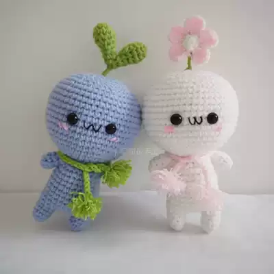 Gouting hand crochet diy knitting wool Doll Doll material bag long grass face group couple gift