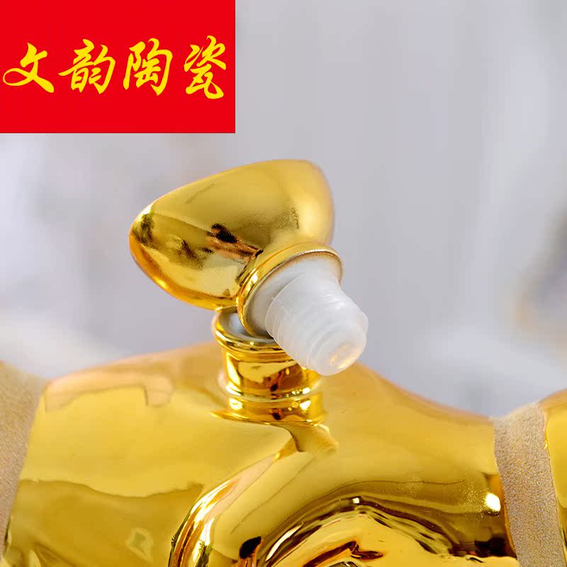 Ceramic bottles gold coin 10 jins to seal terms Ceramic jar empty wine bottle ten catties liquor