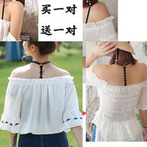  (2 pairs)Shoulders hollow lace flower bra with invisible shoulder strap accessories Lace cross beautiful back halter neck