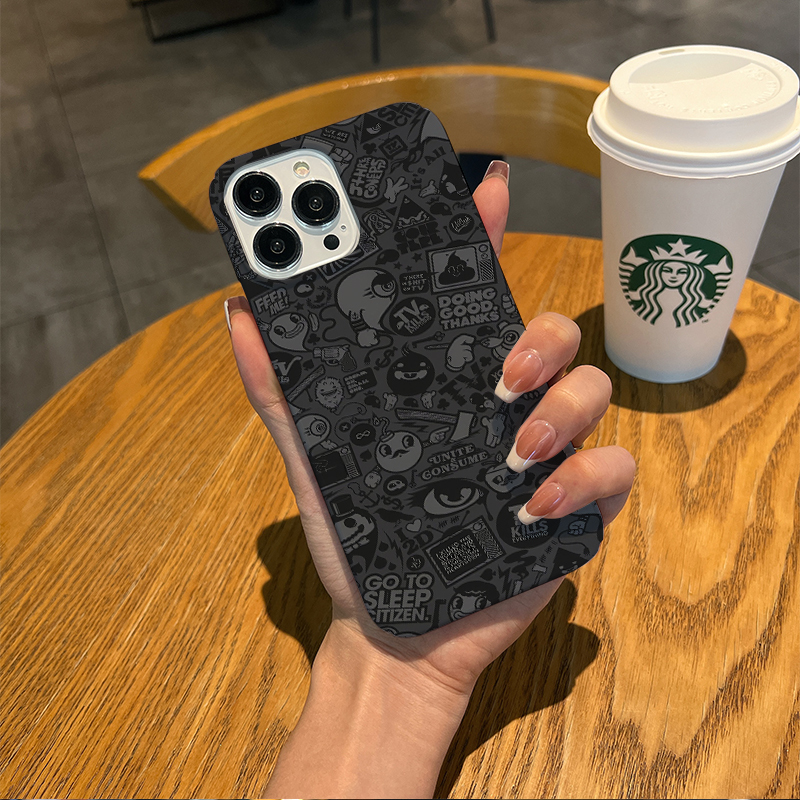 European and American Style Graffiti Street Film Soft Case Suitable for Apple Phone Case Iphone14Promax12 Hard Case 11 Full Coverage 13 Niche Protective Case Matte Half Cover High-End New Creative Trendy Brand