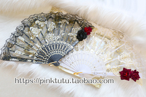 cospaly lolita photographs props folding fan gorgeous flowers dance fan European retro - retro - can be opened