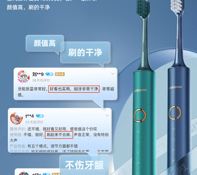 力博得 声波电动牙刷 5档调节+感应充电 图5