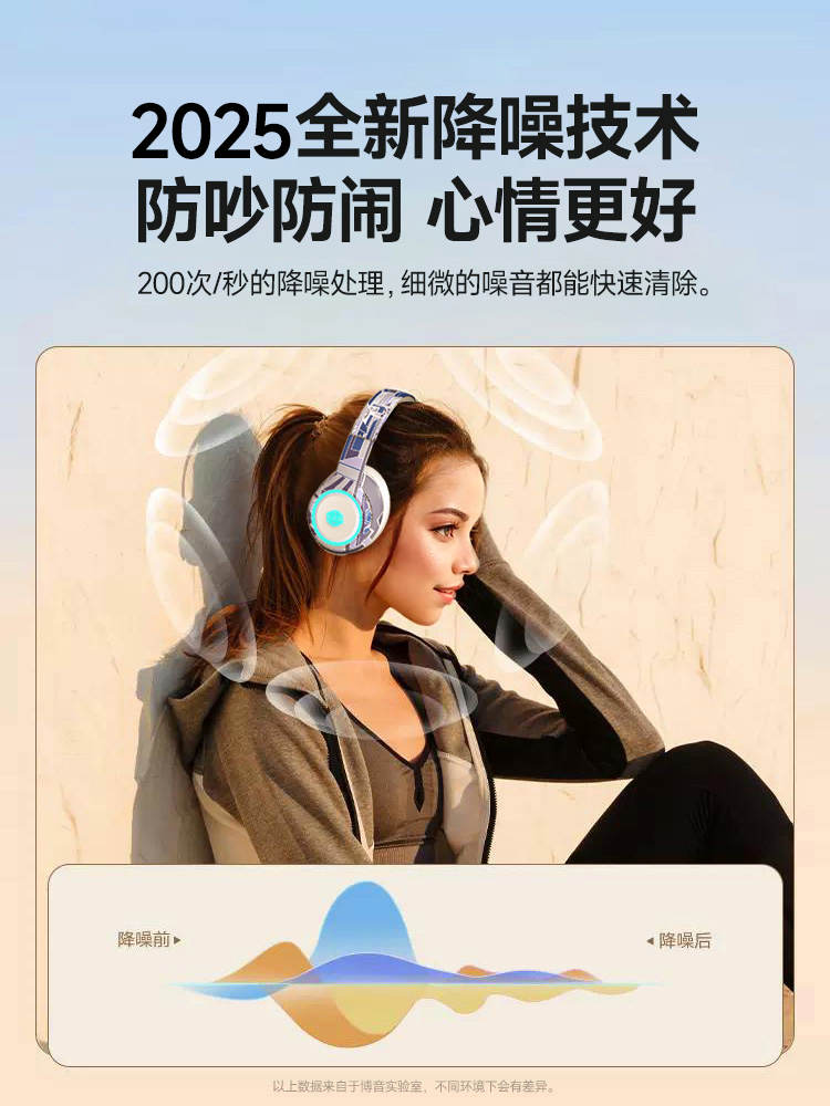 2025新款头戴式蓝牙耳机无线电竞游戏电脑手机耳罩式降噪专用运动