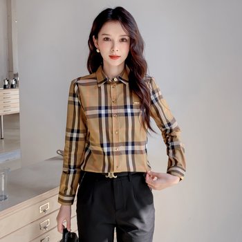 British counter high-quality pink plaid shirt