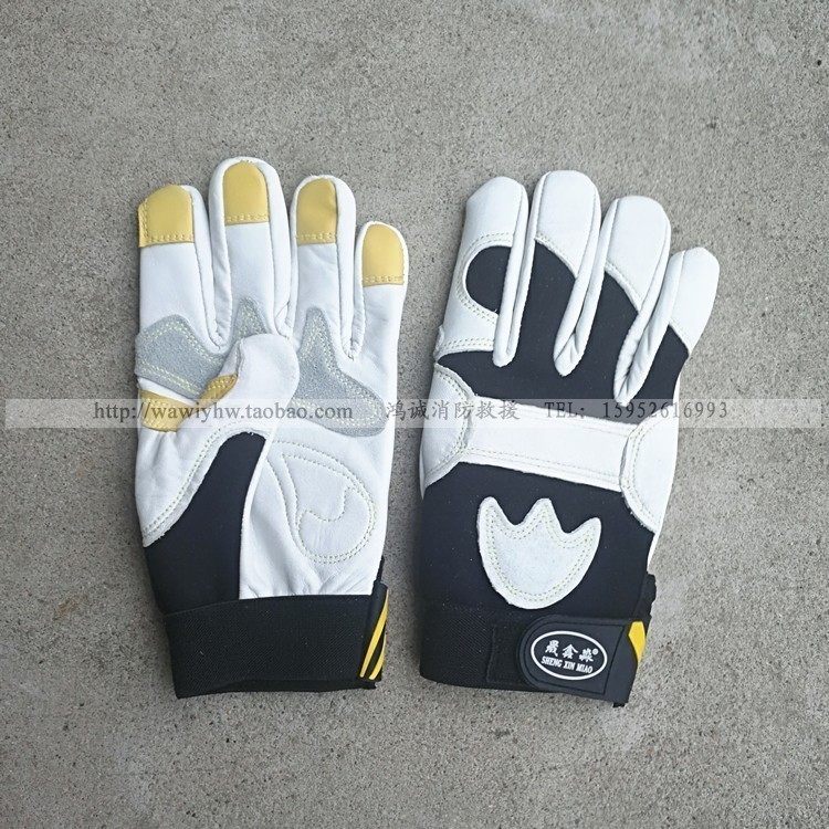 Sheepskin earthquake fire rescue gloves labor protection thickened heat insulation welder cut wear-resistant outdoor gloves
