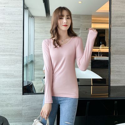 秋装莫代尔圆领长袖打底衫