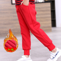 Children and boys sports pants casual pants slacks and velvet padded thick warm pants student pants school pants
