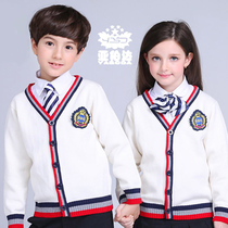 Boys and Girls knitted cardigan childrens sweater coat chun qiu zhuang students fit the costume Western style zhong xiao tong long sleeve yuan fu