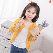 Girls air-conditioned knitted cardigan childrens thin baby outside foreign summer breathable jacket 2021 New