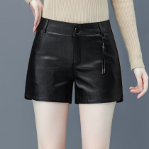 Leather Shorts Woman High Waist Outwear Shorts Big Code Boots Pu Leather Pants Spring Autumn Money Big Code Autumn Loose Fat Younger Sister Mm Winter