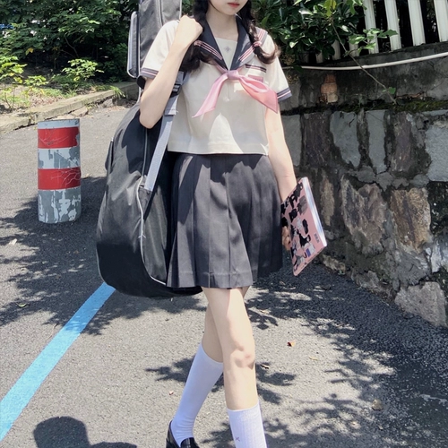 Лето и ветровой колокол персиковой лист в молоко желтый корпус летое обслуживание оригинальное JK Униформа моряка службы японского колледжа ветер