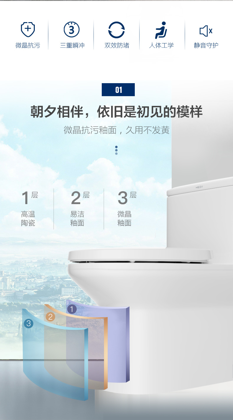 恒洁卫浴 虹吸式抽水马桶 图3