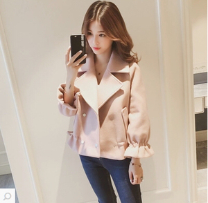 韩版宽松小个子百搭加厚森系毛呢大衣