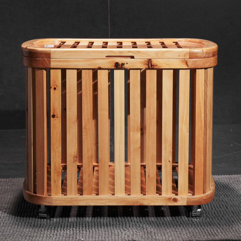 Kangxi cypress wood storage basket Bathroom dirty clothes basket Solid wood storage box storage basket organizer box storage box