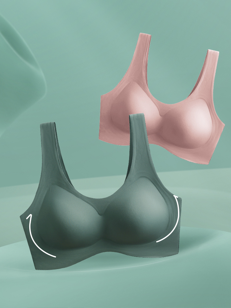 Latex underwear women's non-rimmed summer thin section gathered adjustment type closed pair milk jelly glue incognito sports bra