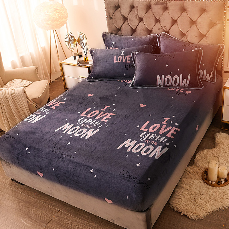 Coral suede bed Hats Single flange Flannel Bed Hood Non-slip Fixed Bed Cover Winter Gush Crystal Suede Thickened Warm