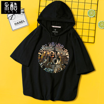 Sweater Men Tide Summer Thin Hooded 2021 New American T-shirt Top Fat Man Top Size Short Sleeve Hoodie