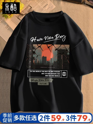 Мужская летняя хлопковая футболка с коротким рукавом, подходит для подростков, большой размер, в американском стиле, свободный крой