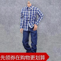 ZYTOYS blue and white grid suit 1 6 shirts jeans belt speed 7 Paul Walker with the same spot