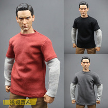 Soldiers fashion clothing 1 6 model accessories 12 inch long-sleeved T-shirt stitching three-color optional spot