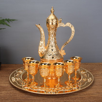 Creative antique palace wine set white wine green and ancient red copper goblet jug one-cup cup living room home furnishings