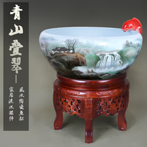 Jingdezhen new ceramic spray atomization with lamp aquarium goldfish tank living room decoration ornaments pottery basin porcelain tank