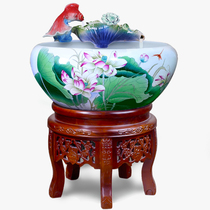 Household Jingdezhen ceramic fish tank extra large goldfish basin Chinese filter porcelain atomized humidifier ornaments