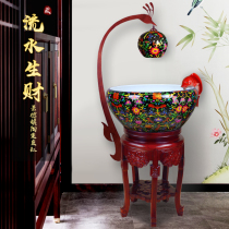 Jingdezhen Chinese ceramic fish tank ornaments fish pot circulating water filter goldfish tank living room household with lamp