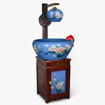 Jingdezhen ceramic cabinet jade fish tank Orchid goldfish fish tank Floor-to-ceiling door sea tank Household fish entrance living room