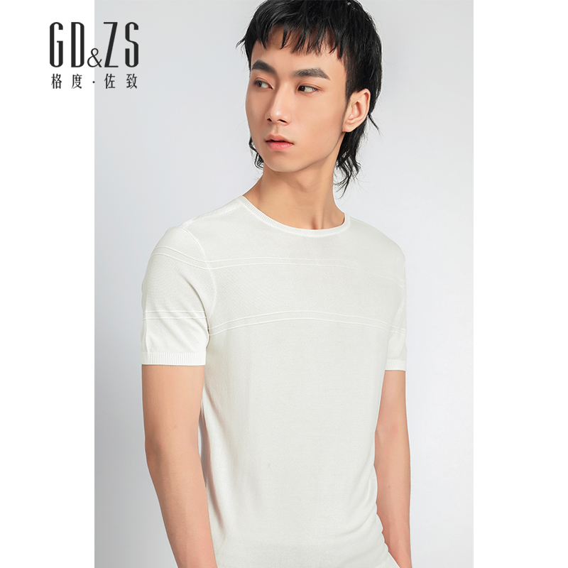 GDZS Gedu ZOS tủ đặc biệt mùa thu tròn cổ ngắn tay t-shirt đơn giản cá tính băng lỏng người đàn ông mới mỏng.