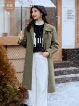 Seven volume a small man Korean classic long green detachable hooded double-sided cashmere coat girl 1655