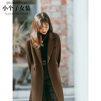 Lacquer quantity One cut small sub-double face cashmere big coat woman deep curry double row buttoned with long style plush fur coat 1558