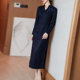 Woolen dress for women spring and autumn 2024 new temperament fashion slim slim mid-length blue over-the-knee bottoming skirt