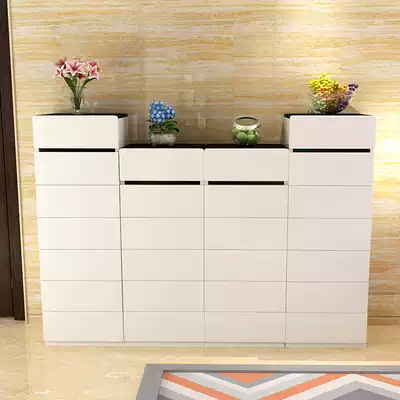 Simple modern household shoe cabinet Ultra-thin entrance living room compartment Foyer ladder cabinet 4-sided paint combination high and low cabinet
