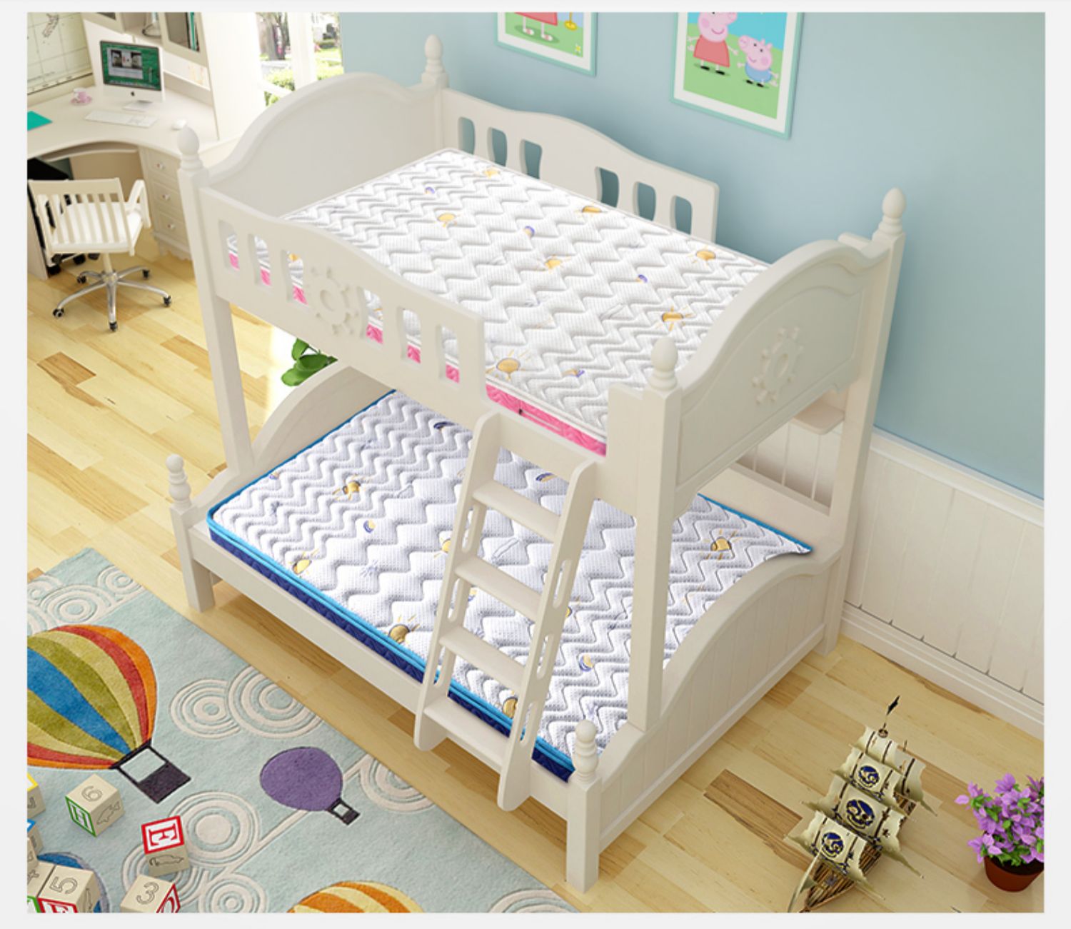 Hi trẻ em với giường tầng trên tùy chỉnh xơ dừa hình ảnh tự nhiên 1,2m trẻ em nệm cứng Guards chiều cao 1.35m pad - Nệm giá đệm