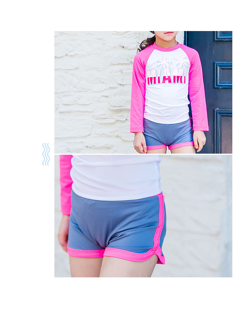 Đồ bơi, bé trai và bé gái, màu xanh và hồng, áo tắm hai mảnh, áo thun dài tay, boyshort đồ bơi trẻ em