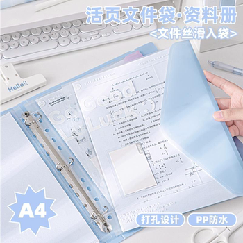 真彩A4活页文件夹多孔透明插页资料册资料夹收纳册学生专用试卷卷子收纳袋文件袋收集册简约ins办公档案整理