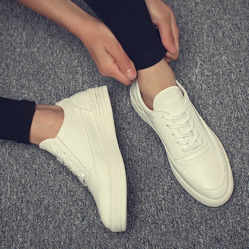 Small white shoes men's 2021 new all-match Korean version breathable inner heightening shoes thick bottom summer simple trendy white sneakers