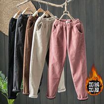 Vegan Ordering Light Core Suede Pants Woman Clothing Thin style Autumn Winter Loose with large size Lean Turnip Garnter Thickened straight drum Halen