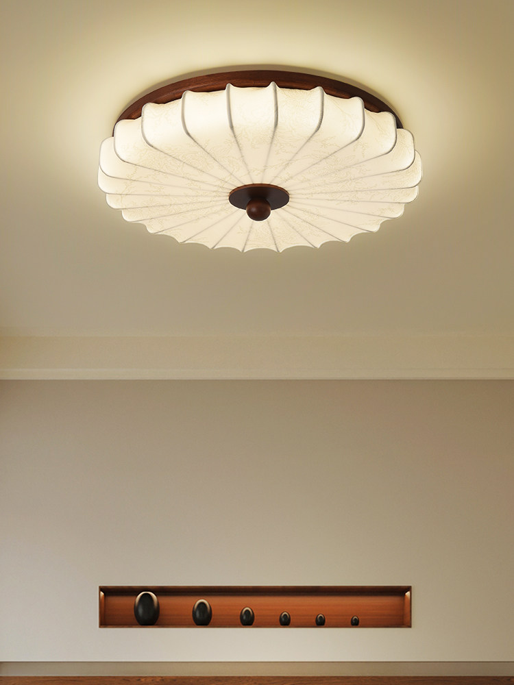 Nvc Lighting Fabric Bedroom Ceiling Lamp New High-End Led Mid-Century Style Room Lamp Song Dynasty Aesthetic Lighting Fixtures