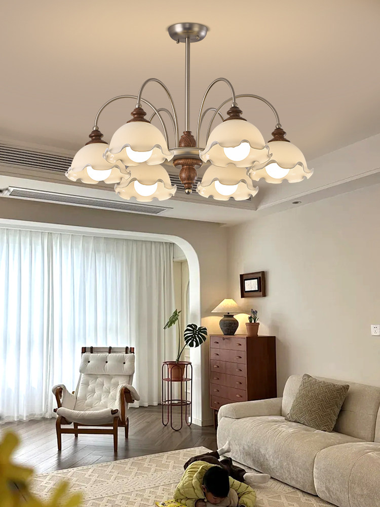 Nvc Lighting Living Room Chandelier Hall Main Light Floral Cluster Cream Style 2026 New Mid-Ancient Style French Zhongshan Lighting Fixtures