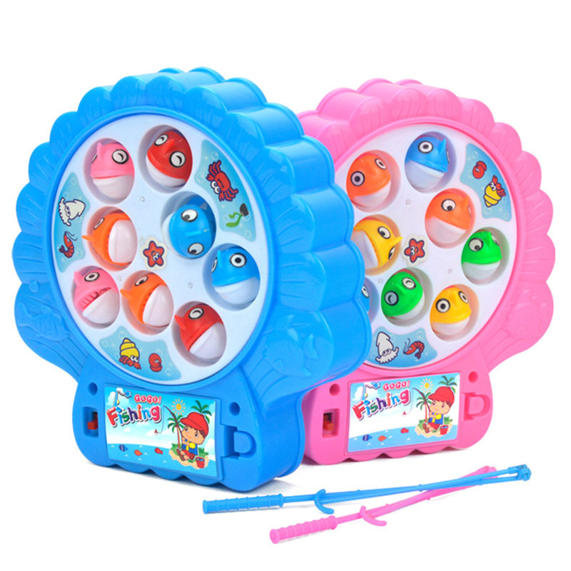 Children's magnetic fishing toys electric rotating set baby boys and girls 1-2-3 years old parent-child interactive game