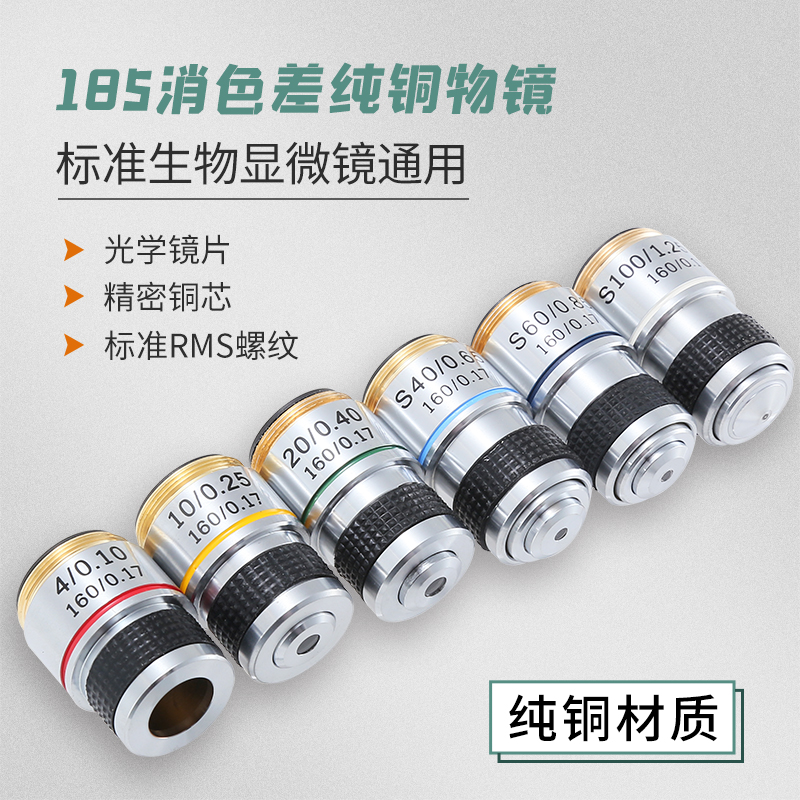 Biological microscope objective lens 185 achromatic objective lens 4 times 10 times 20 times 40 times 60 times 100 times high power professional
