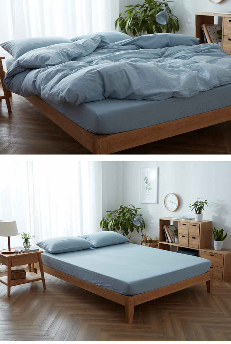 Khăn trải giường bằng vải cotton màu Nhật Bản chất lượng tốt, một tấm 1,8 tấm không có màu trơn 150x200 trải giường - Khăn trải giường ga giường chống thấm nước