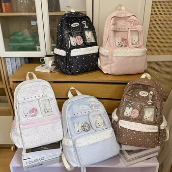 College Style Backpack, Women's Casual Large-Capacity Burden-Reducing School Bag, Junior High School Girls, High School Students, Cute Backpack