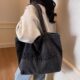 Korean letter embroidered denim large capacity armpit bag