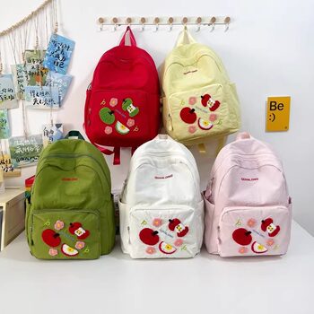 Japanese-Style Ins-Style Cute Apple Casual Backpack for Female Junior High School Students, School Bag for High School Students, Lightweight Travel Backpack